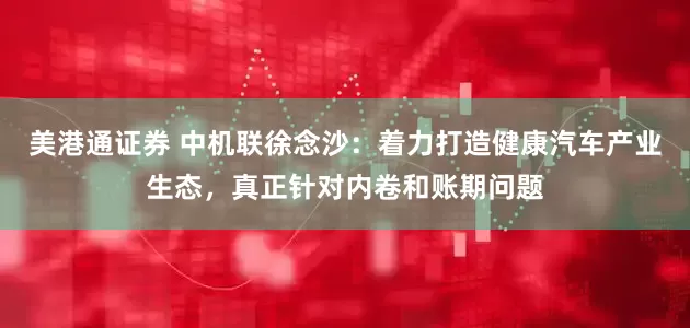 美港通证券 中机联徐念沙：着力打造健康汽车产业生态，真正针对内卷和账期问题